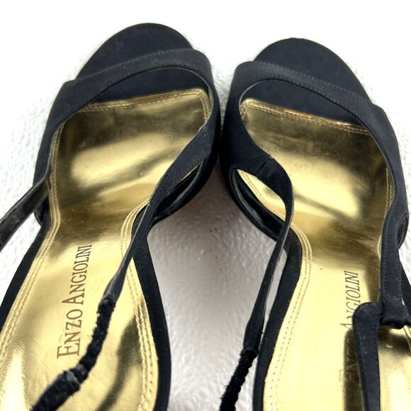 Enzo Angiolini Preppy Black Slingback Formal Sexy Open Toe Stiletto Womens 8M - Picture 8 of 10